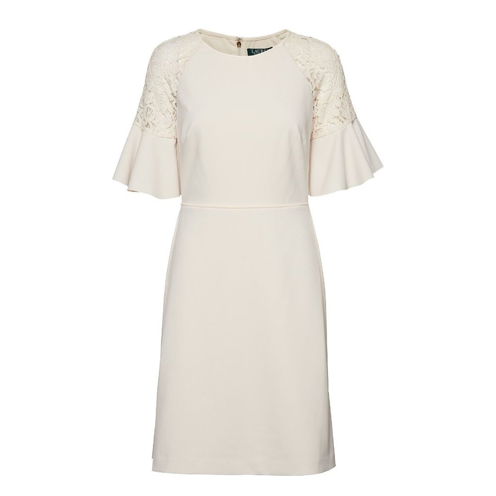 RALPH LAUREN Lace-Trim Crepe A-Line Dress sz 6 NEW - Picture 11 of 11